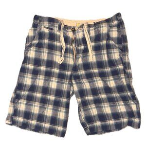 Vintage Y2K Mens Plaid Cotton Shorts Blue/White Size 36 By Laguna Loom